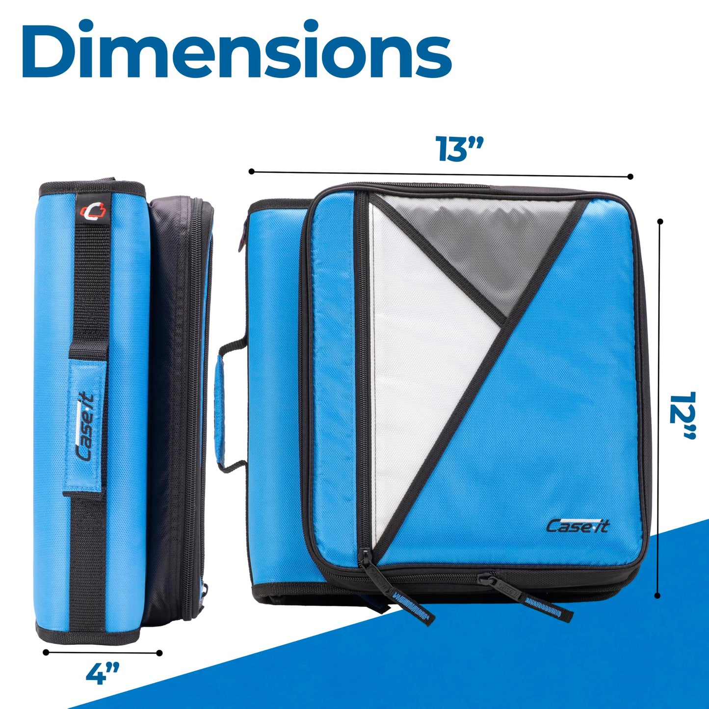 Case-it School Zipper Binder | 2" O-Rings | 400-Sheet | LT-007 Denim Blue