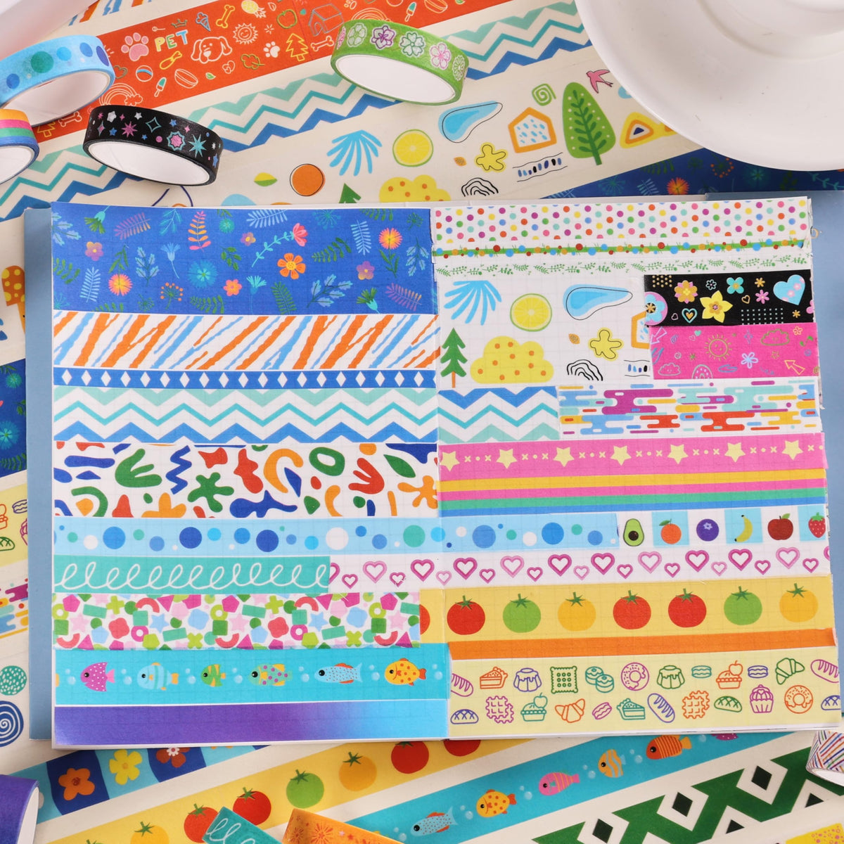 emmoolife 40 Rolls Washi Tape Set, Vibrant Color Palette-Themed Cute Decorative Tapes for
