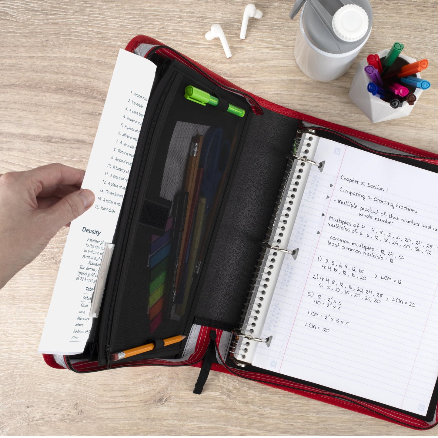 Five Star Zipper Binder 1.5 Inch O-Rings Case Organiser with 3-Pocket Expanding File, 500 Sheet
