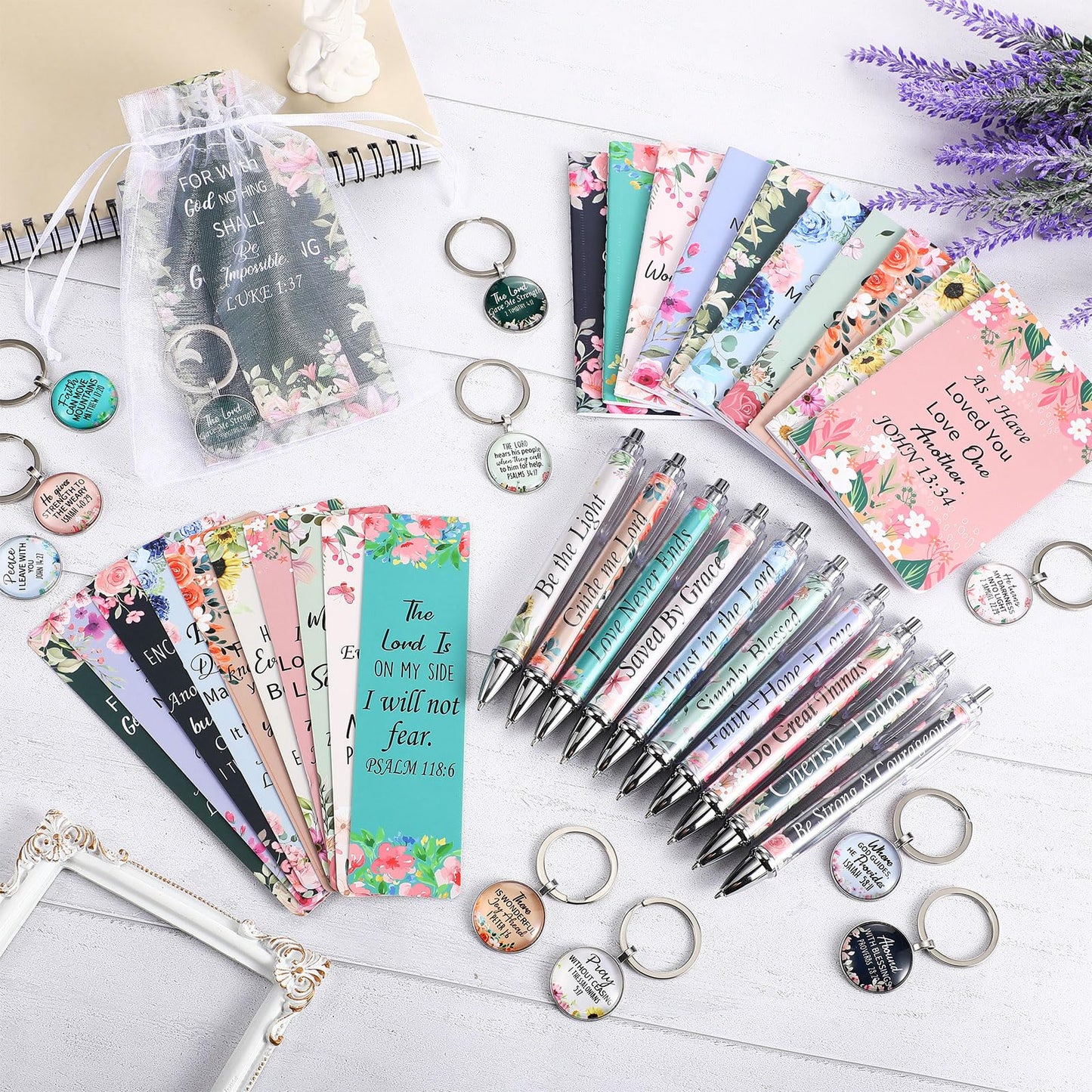 Jetec 150 Bible Verses Gift Set for 30 Christian Bookmarks 30 Scripture Ballpoint Pens 30 Christian