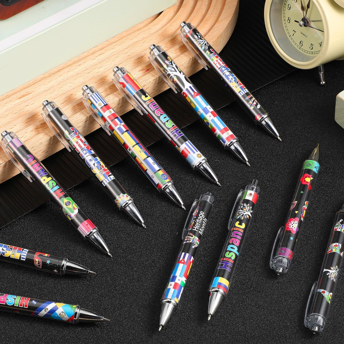 Cholemy 48 Pcs Hispanic Ballpoint Pens Bulk, Latino Flag Retractable Pen