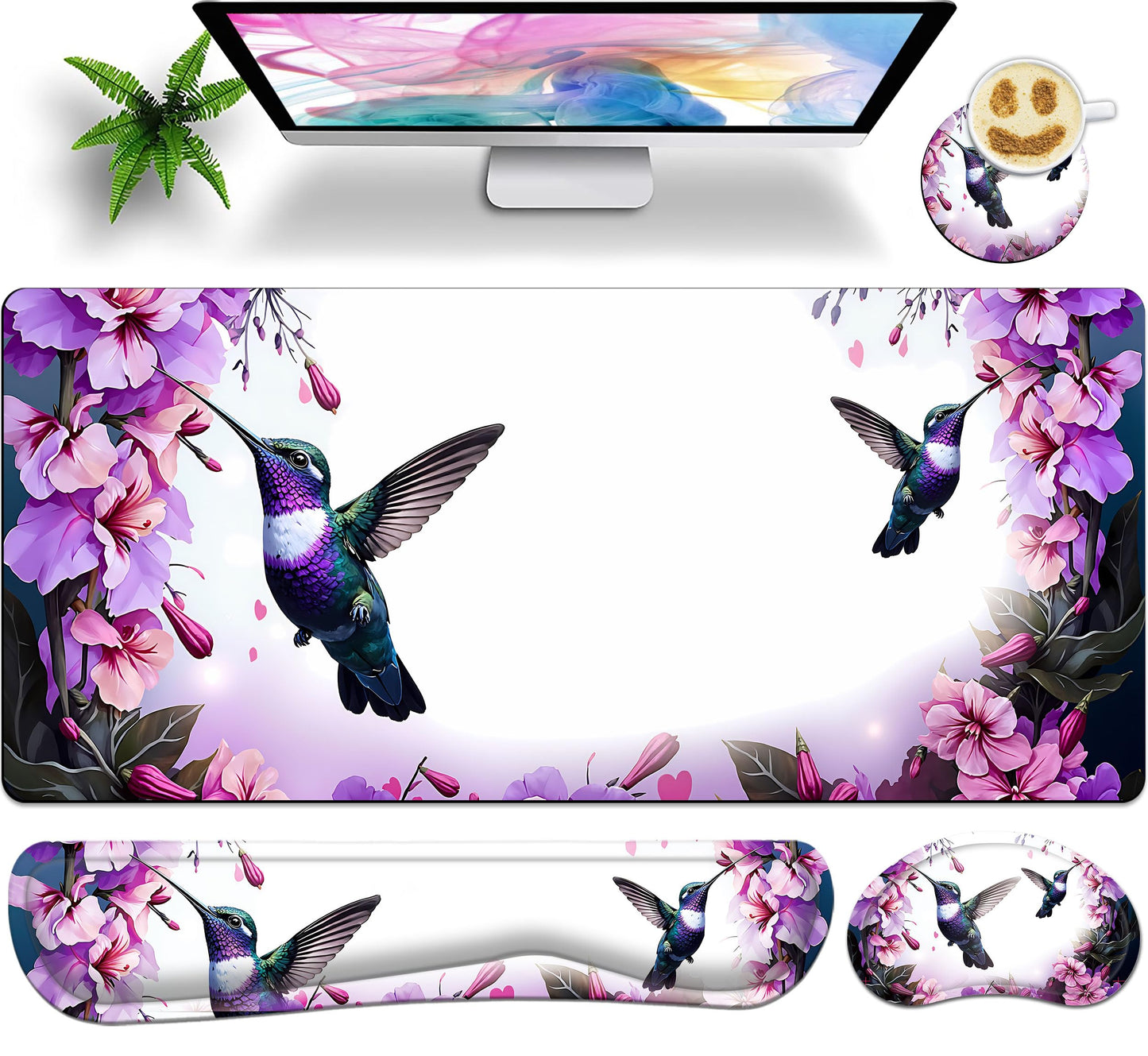 JYCUHTCL Premium Large Gaming Mouse Pad Set 35.4 x 15.7 with Keyboard Wrist Rest, Wrist Support