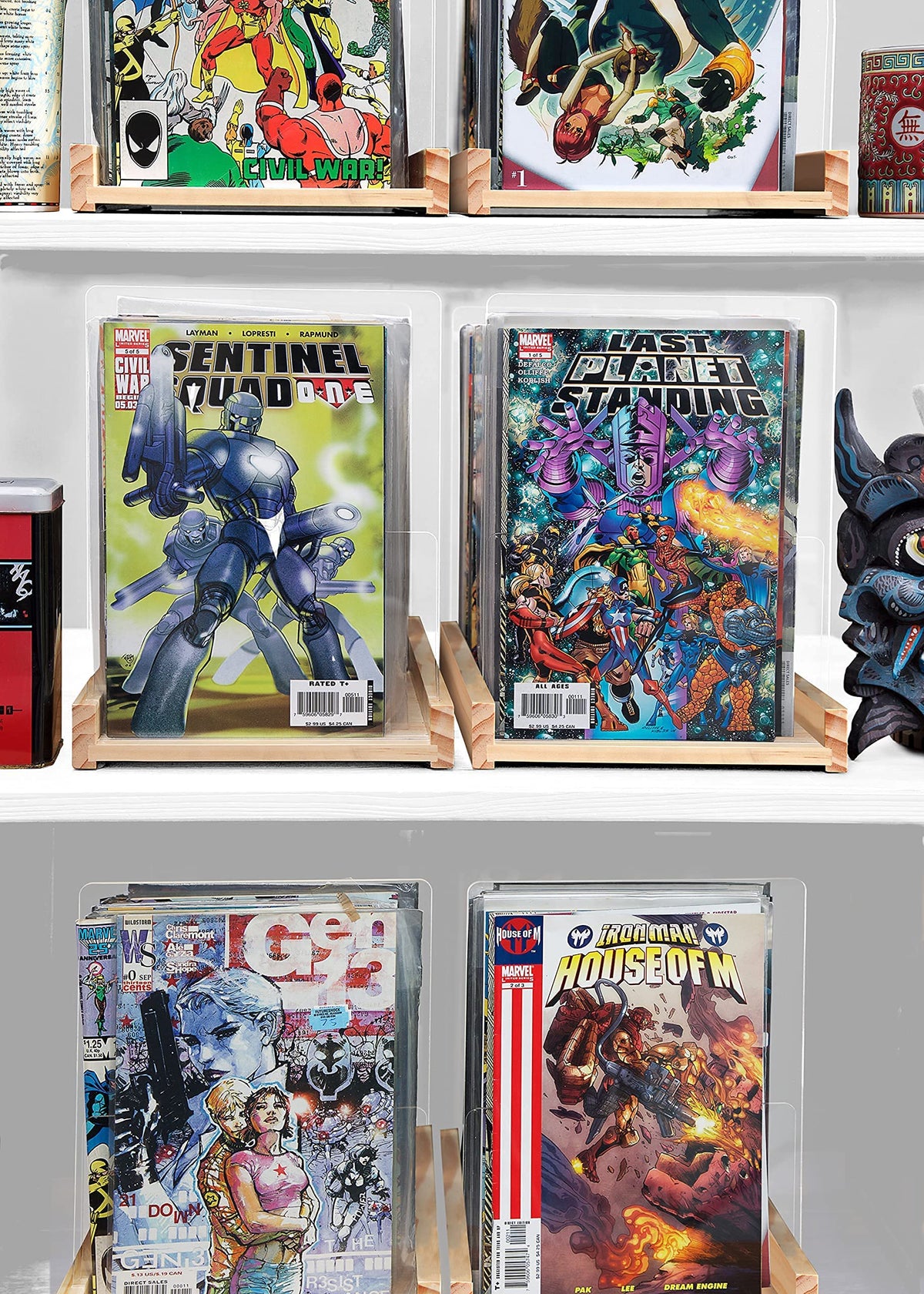 Komiq Patented Comic Book Storage Holder – Wooden & Acrylic Display Box/Case for Collectors