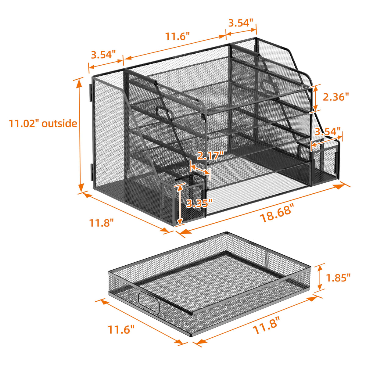 SUPEASY Mesh Desk Organizer with File Holder, 5-Tier Paper Letter Tray Organizer with Magazine