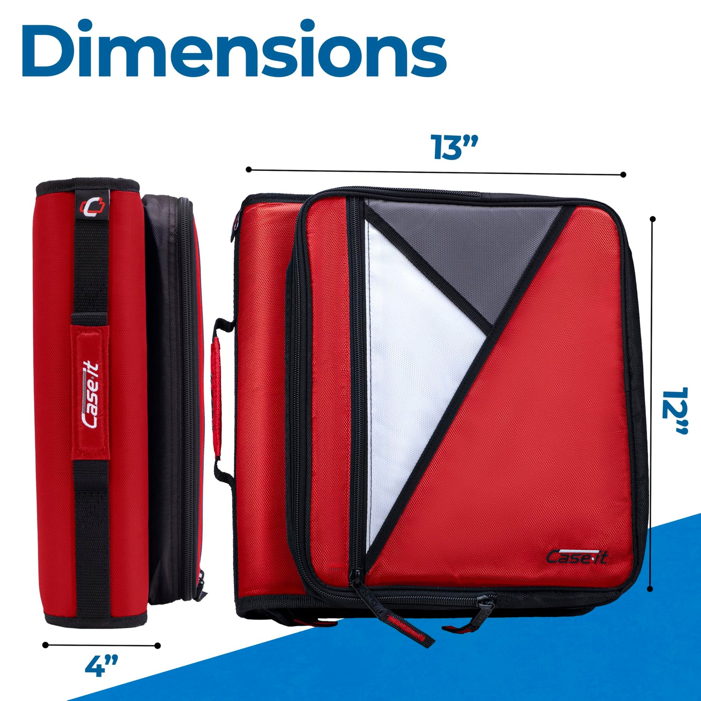Case-it Zipper Binder | 2-Inch O-Rings | 400-Sheet | LT-007 Fire Engine Red