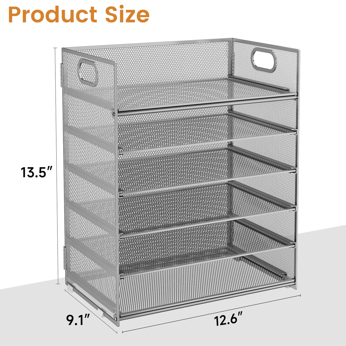 Subekyu 6 Tier Paper Organizer for Desk with Handle, Metal Mesh Desk Office File Folder Paper