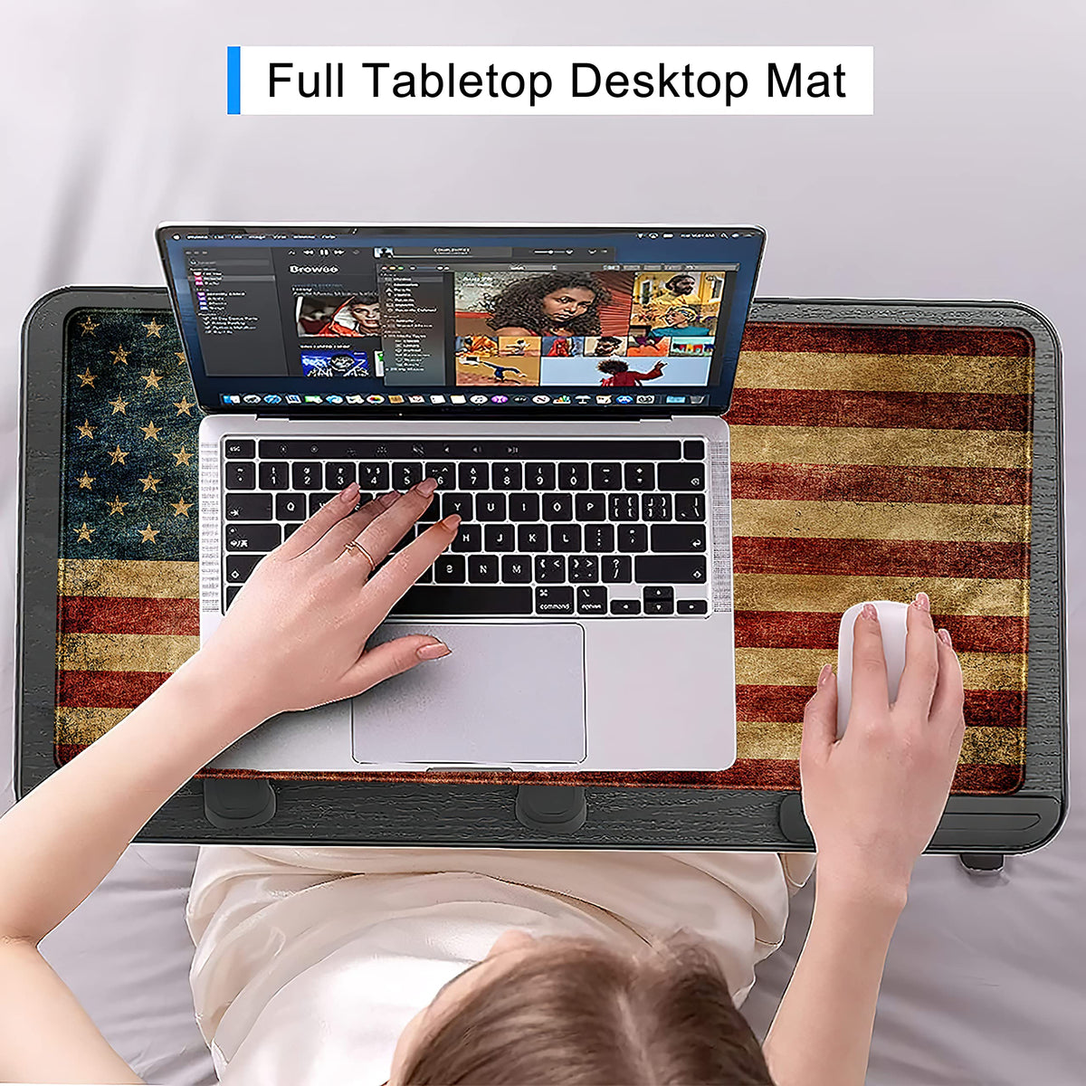 Desk Mat, Extended Gaming Mouse Pad, Large Keyboard Mouse Mat XXL, American Flag Full Desktop