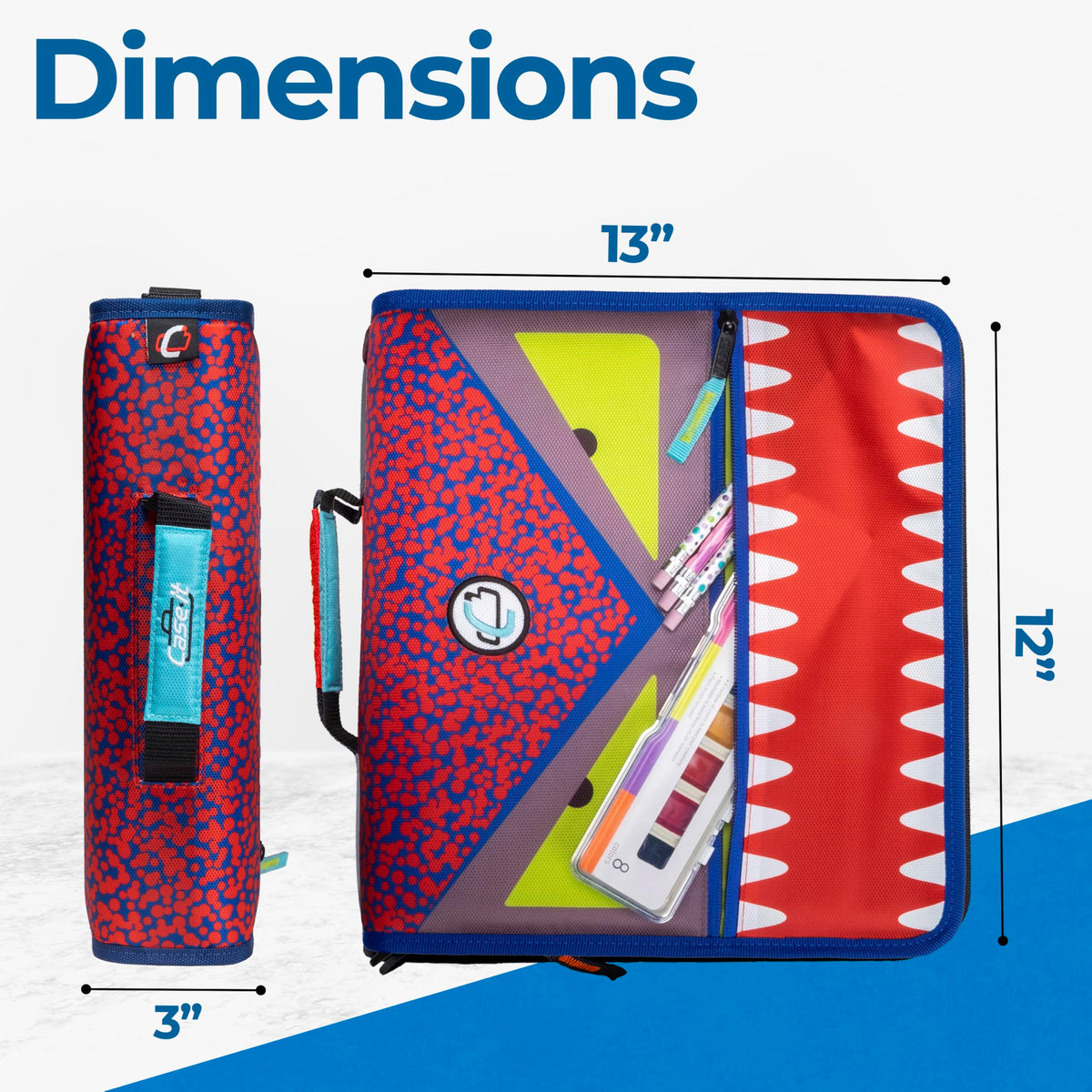 Case-it The Dual 2-in-1 Zipper Binder | Two 1.5-Inch D-Rings, 600 Sheet Capacity, Pencil Pouch &