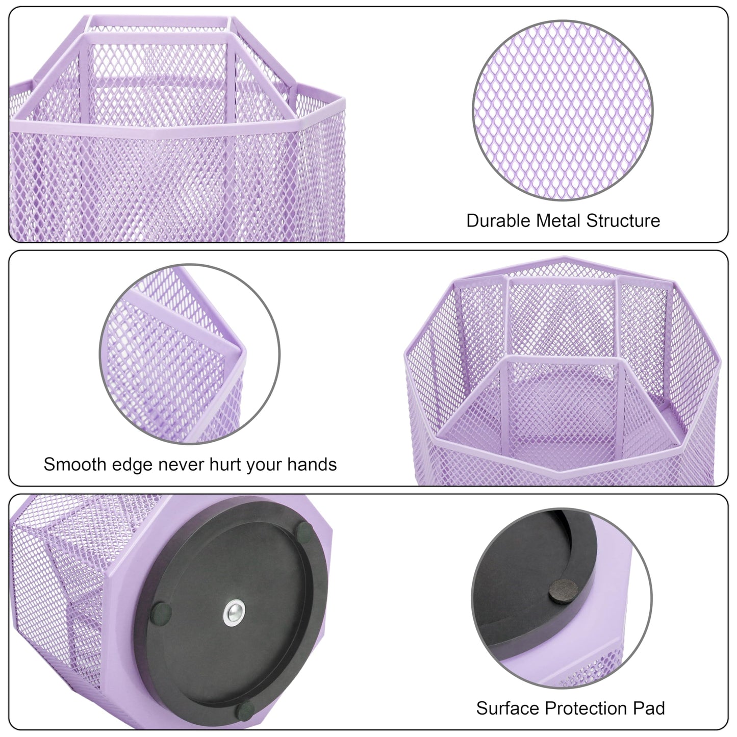 Exerz Desk Organizer 360 Rotating Pen Holder Storage Caddy Light Purple