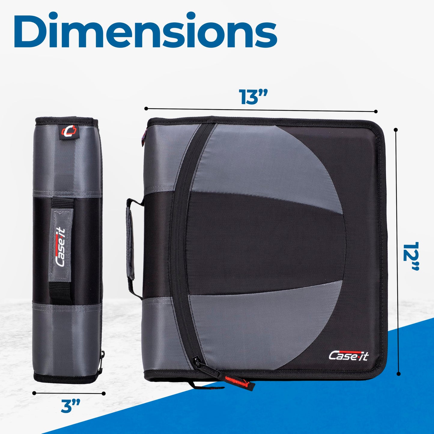 Case-it Dual Binder | Two 1.5" D-Rings | 600-Sheet | Dual-101 Jet Black