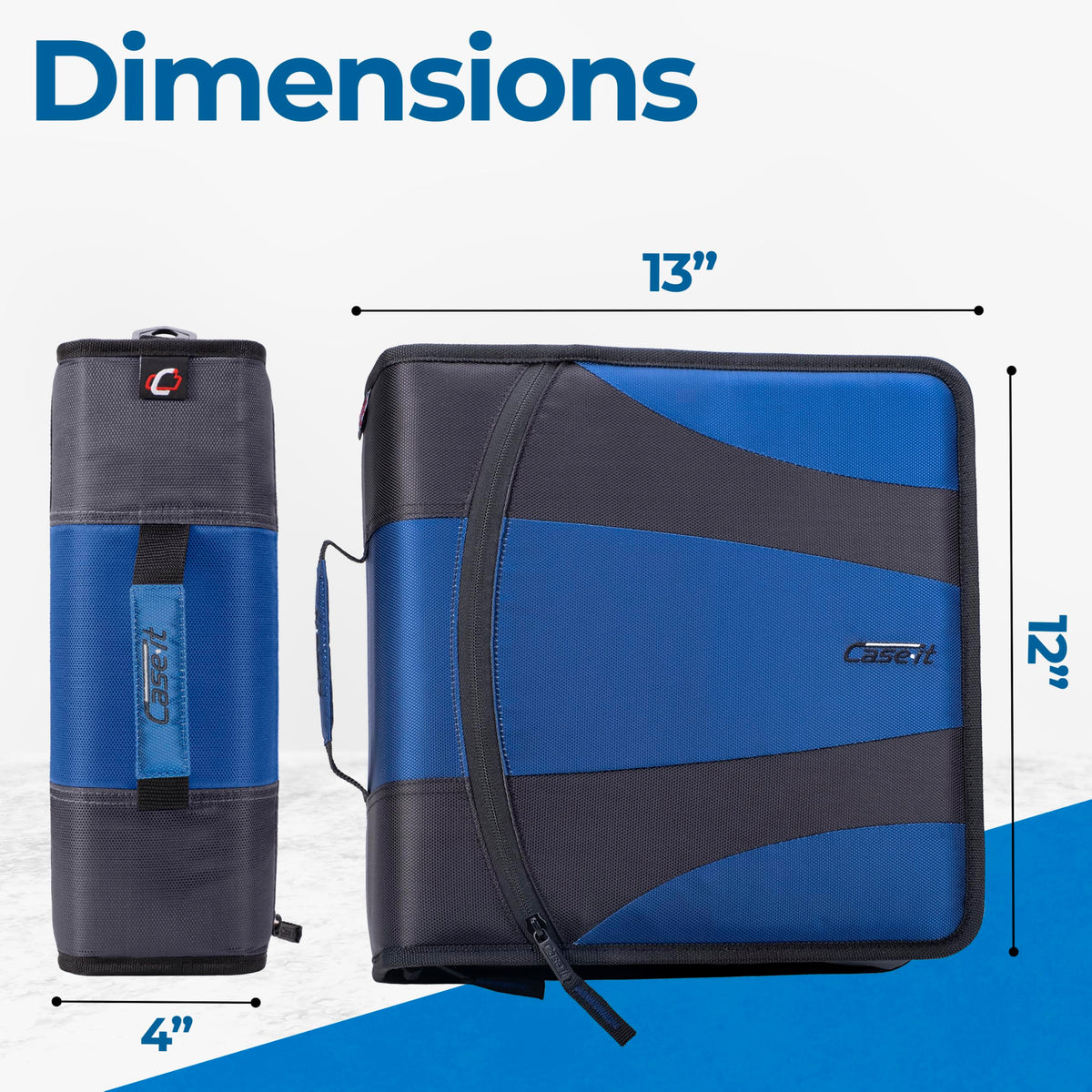 Case-it Dual Zipper Binder | Two 2" D-Rings | 800-Sheet | Dual-301 Blue