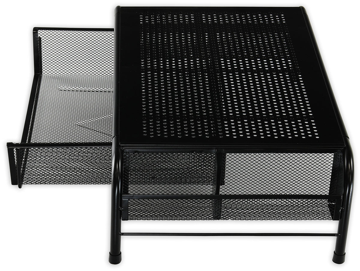 Simple Houseware Metal Desk Monitor Stand Riser w/ Drawer, 2-Pack, Black
