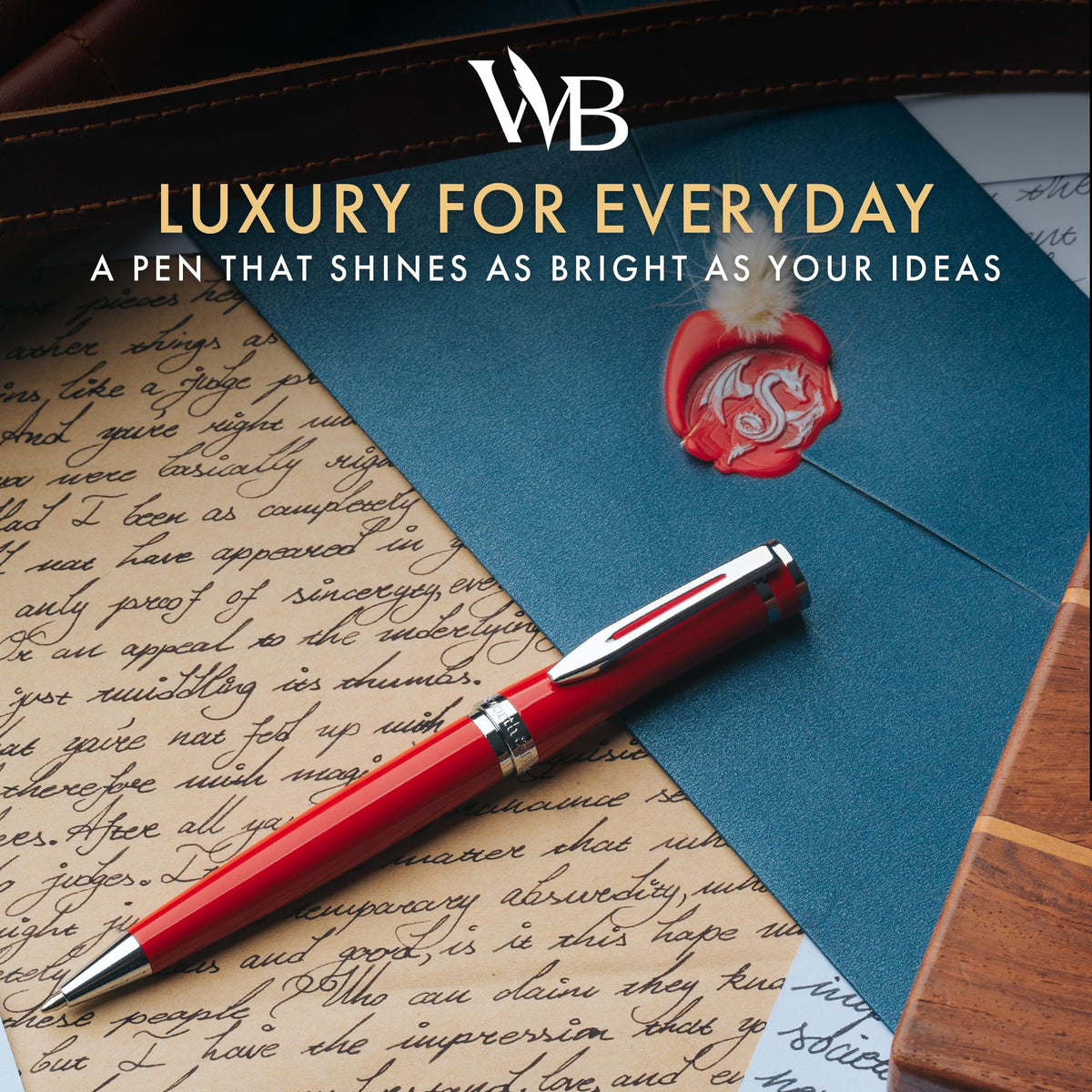Wordsworth & Black Luxury Refillable Ballpoint Pen Set for Writing, Red