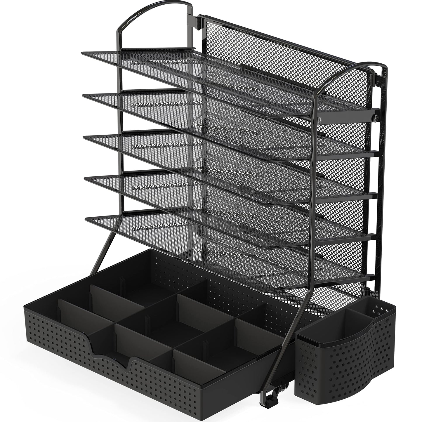 Simple Houseware 6-Tier Desk File Organizer w/Drawer & Pen Holder, Black