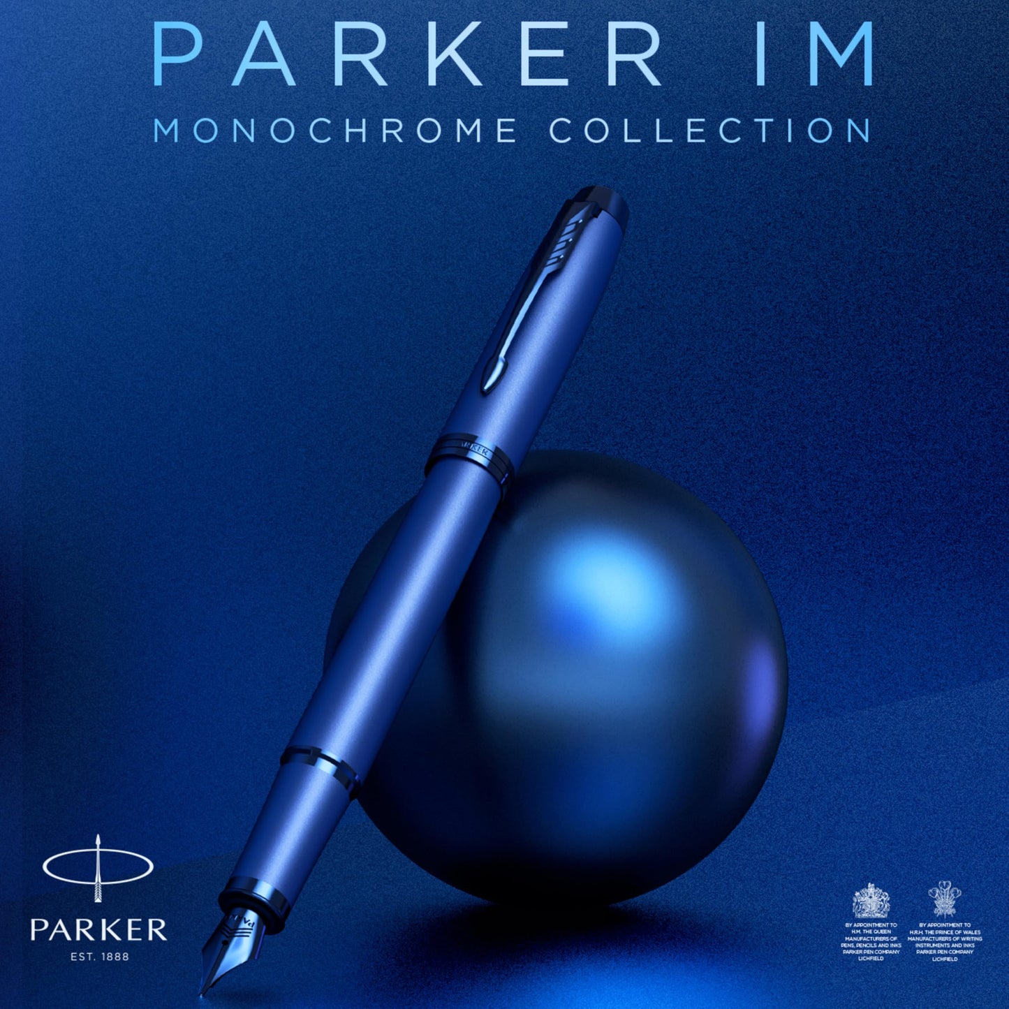 Parker IM Monochrome Ballpoint Pen Blue Ink Blue Finish and Trims Medium Point Gift Box