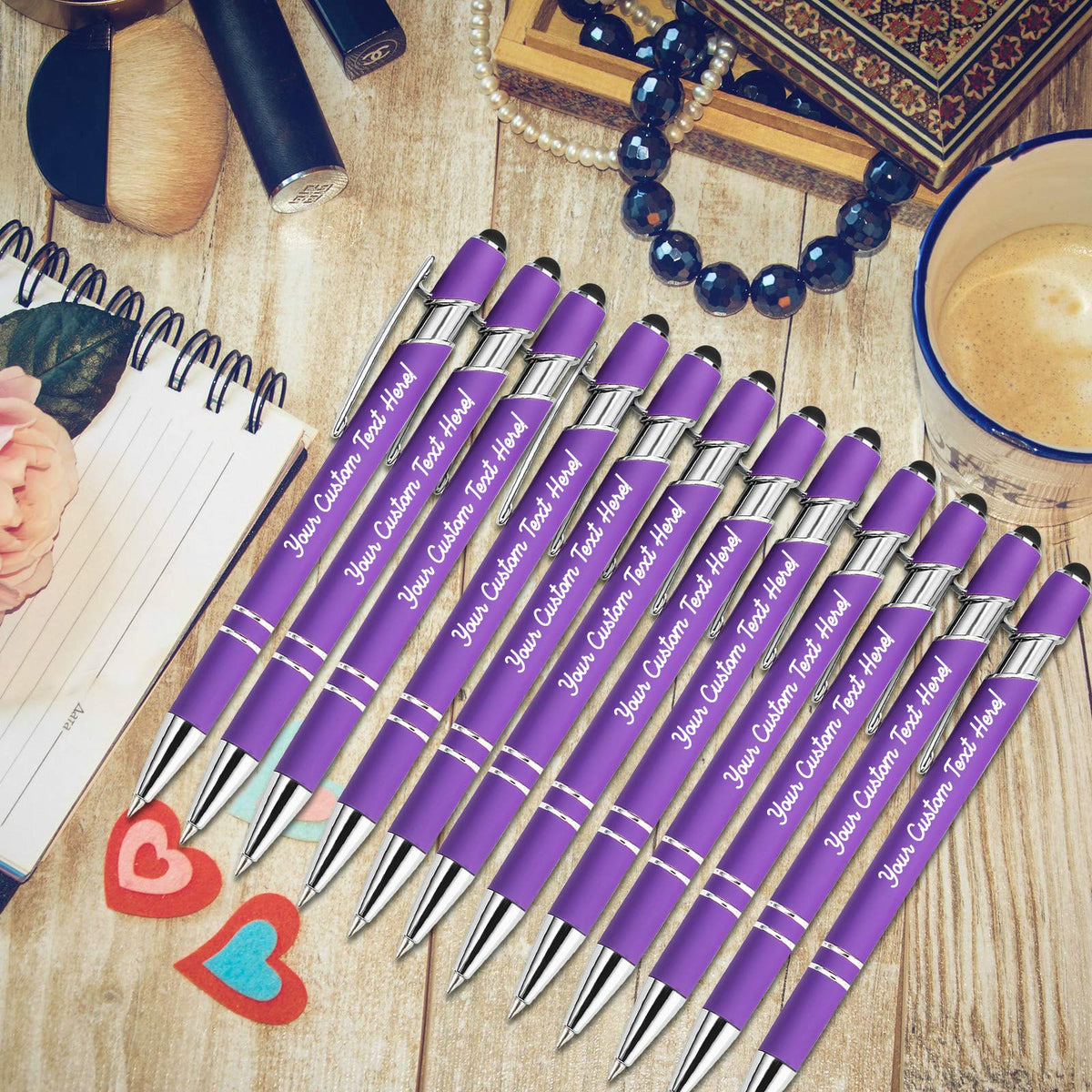 Amlion Custom Pens Personalized Bulk, Customized Ballpoint Pens with Stylus Name Message Logo