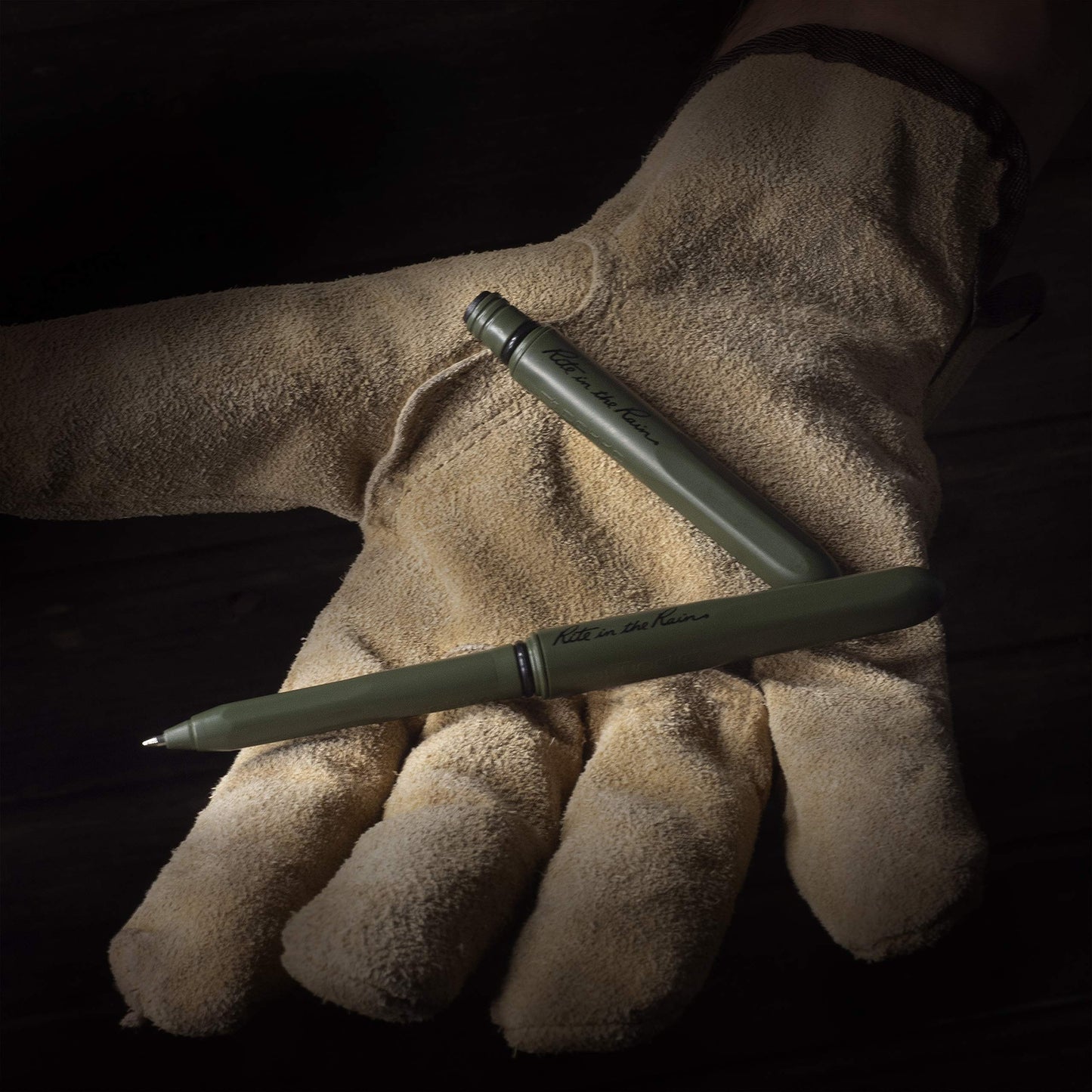 Rite in the Rain All-Weather EDC Pen, Olive Drab Pokka 2-Pack, Black 0.8mm Ink, Fine Point (No.