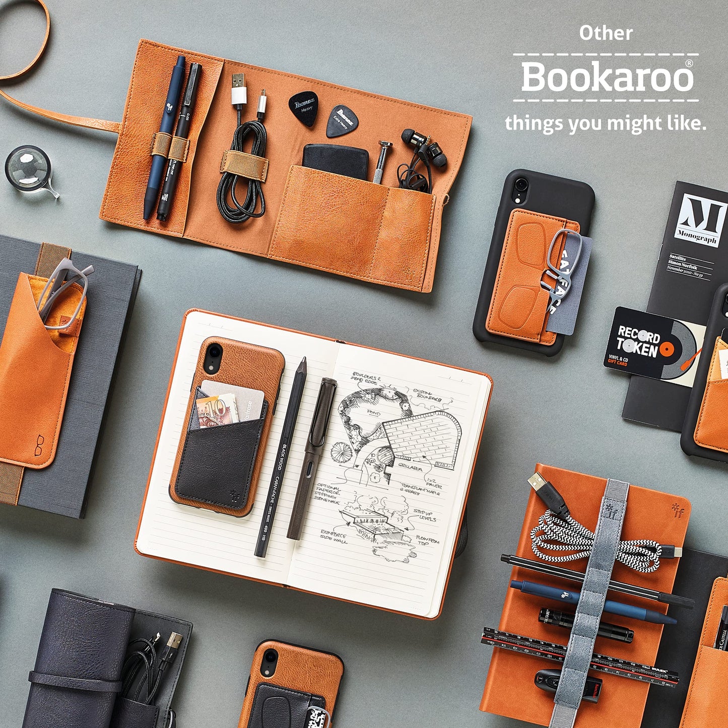 Bookaroo Book & Stuff Pouch Brown