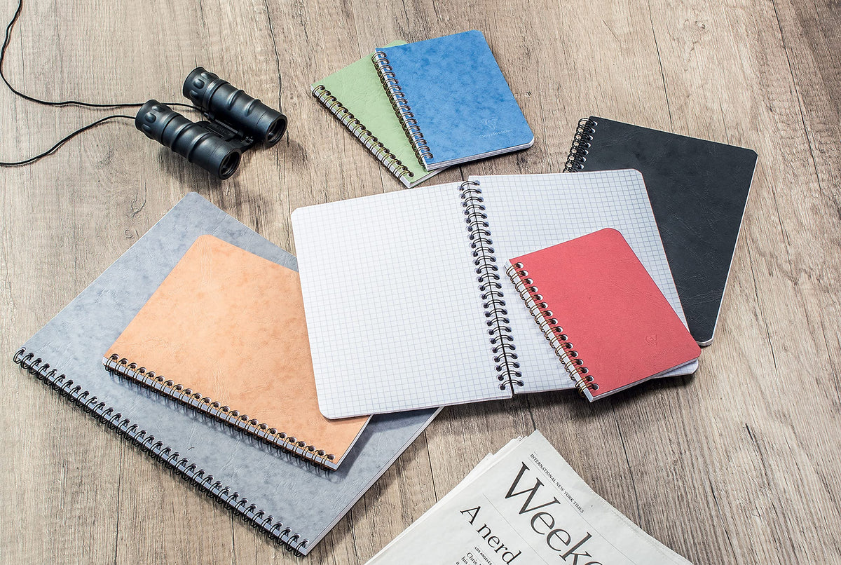 Clairefontaine A5 Age Bag Essential Wire Bound Notebook, 5/5 Square Ruling, 100 Pages, Green