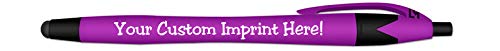 Ballpoint Soft Touch Personalized Ink Pens with Stylus Tip - The Jewel - Click action - Custom