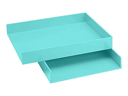 Poppin Stackable Letter Tray (2 Pack) - Modular Lacquer Desk Trays for Office Organization