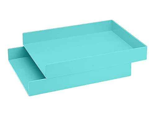 Poppin Stackable Letter Tray (2 Pack) - Modular Lacquer Desk Trays for Office Organization