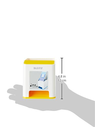 Leitz 53631016 Sound pencil case sound amplification function, WOW, White/Yellow