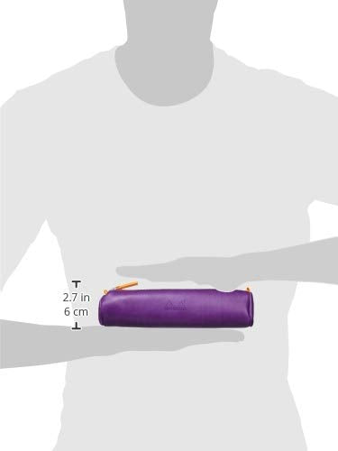 RHODIA 318990C - Purple Rhodiarama Round Pencil Case - 21.5 x 5.5 cm - Genuine Orange Stitching