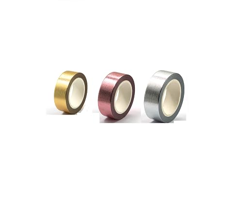 SIDAZON 3pcs Gold+Silver+Rose Gold foil washi tape for wall decor Decorative crafts Washy-tape