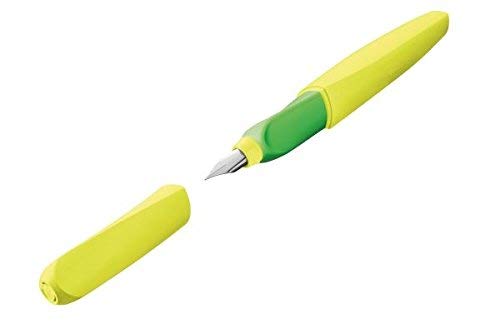 Pelikan Twist Fountain Pen with 2 Ink Cartridges, Medium Nib, Neon Yellow, Blister Card (807326)