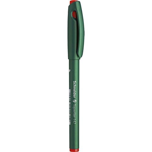 Schneider Topwriter 147 Mint Green Barrel Fibre Pen - Red (Pack of 10)