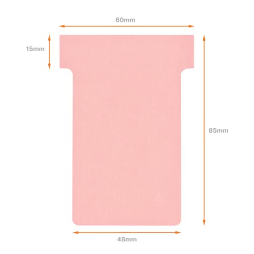 Nobo T-Cards Tab Top 15mm W60x Bottom W48.5x Full H85mm Size 2 Light Pink Ref 32938905 [Pack of 100]
