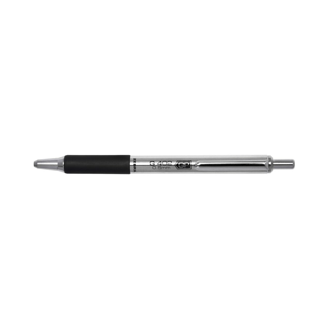 Zebra Pen STEEL G-402 Retractable Gel Pen, Black Ink, 0.5mm, 12-Pack