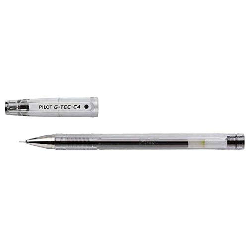 Pilot G - Tec C4 Gel Microtip Rollerball Pen, 0.4 mm Tip - Black, Pack of 3
