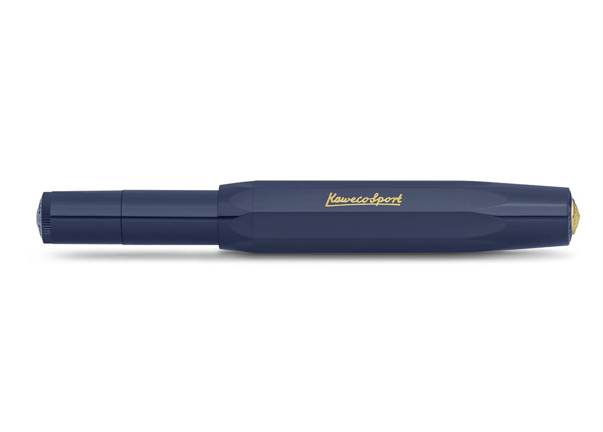 Kaweco CLASSIC SPORT Fountain Pen Navy Blue with 23 Carat Gold-Plated Steel Nib and Iridium Tip for