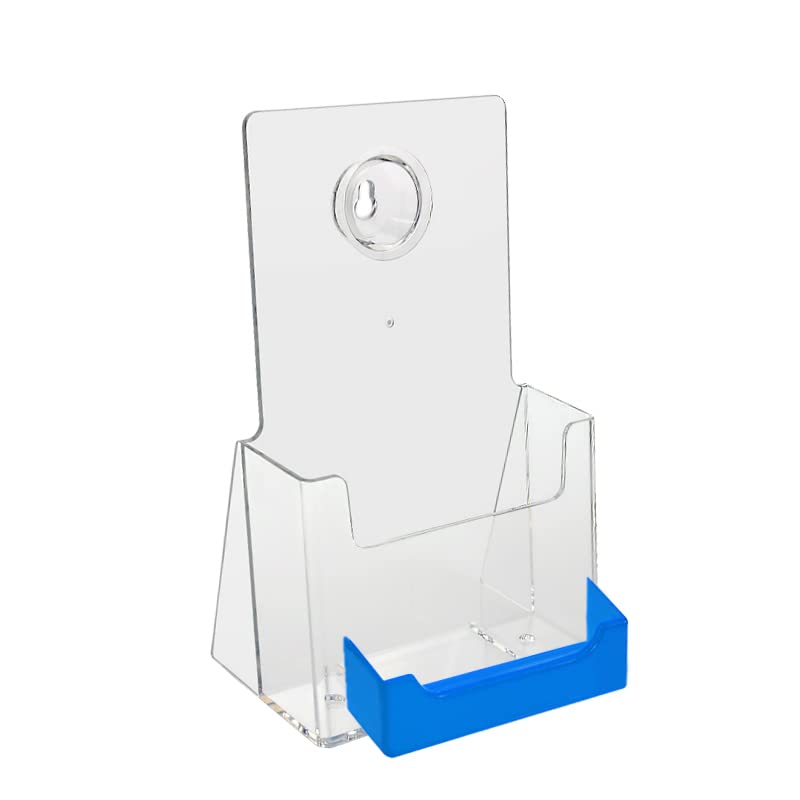 Source One 4 X 9 Inches Tri Fold Brochure Holder with Business Card Holder (1 Pack, Blue Pocket)