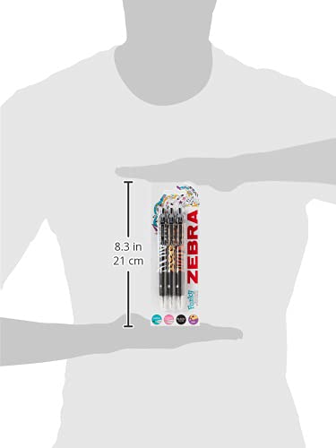 ZEBRA Pen Z Grip Black Pens Ballpoint, Smooth & Funky Ballpoint Pens With Pocket Clip, Retractable