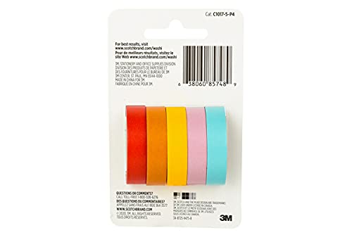 Scotch Washi Tape, Summer Design, 5 Rolls, Great for Bullet Journaling, Scrapbooking and DIY Décor