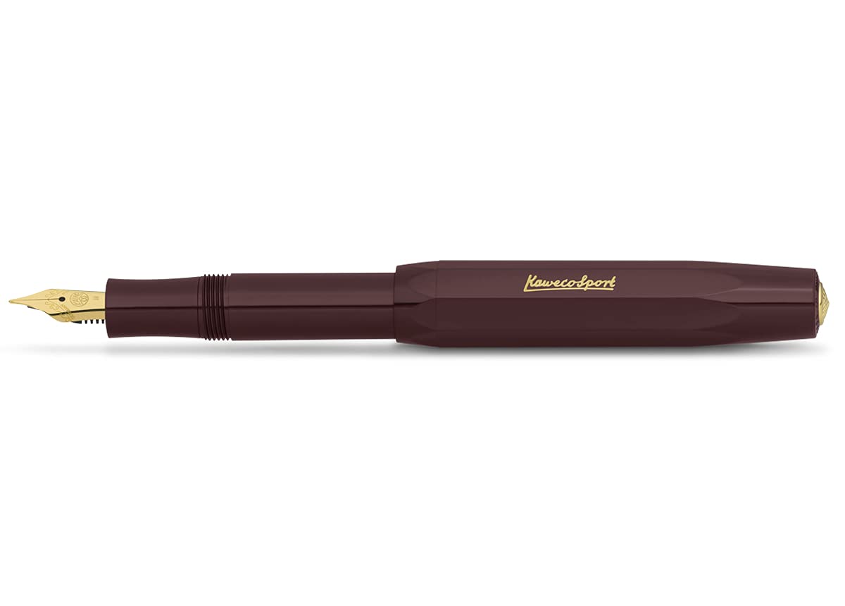 Kaweco CLASSIC SPORT Fountain Pen Bordeaux with 23 Carat Gold-Plated Steel Nib and Iridium Tip for