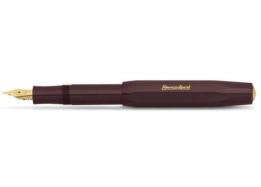 Kaweco CLASSIC SPORT Fountain Pen Bordeaux with 23 Carat Gold-Plated Steel Nib and Iridium Tip for