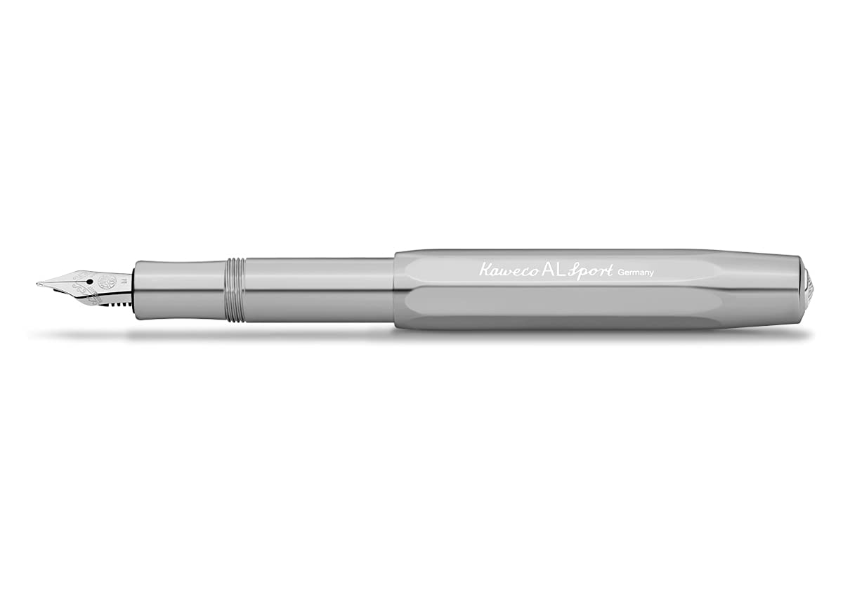 Kaweco AL SPORT Fountain Pen Raw I Premium Metal Pen for Ink Cartridges 13 cm I Nib: M (Medium)