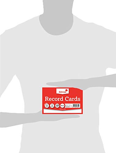 Silvine A6 White Record Cards - Lined with Headline, 100 Cards Per Pack (Size 6x4")