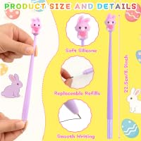 SANNIX 50 Pcs Easter Stress Relief Bobblehead Pens Easter Eggs Bunny Chicken Gnome Shape Pen Fun