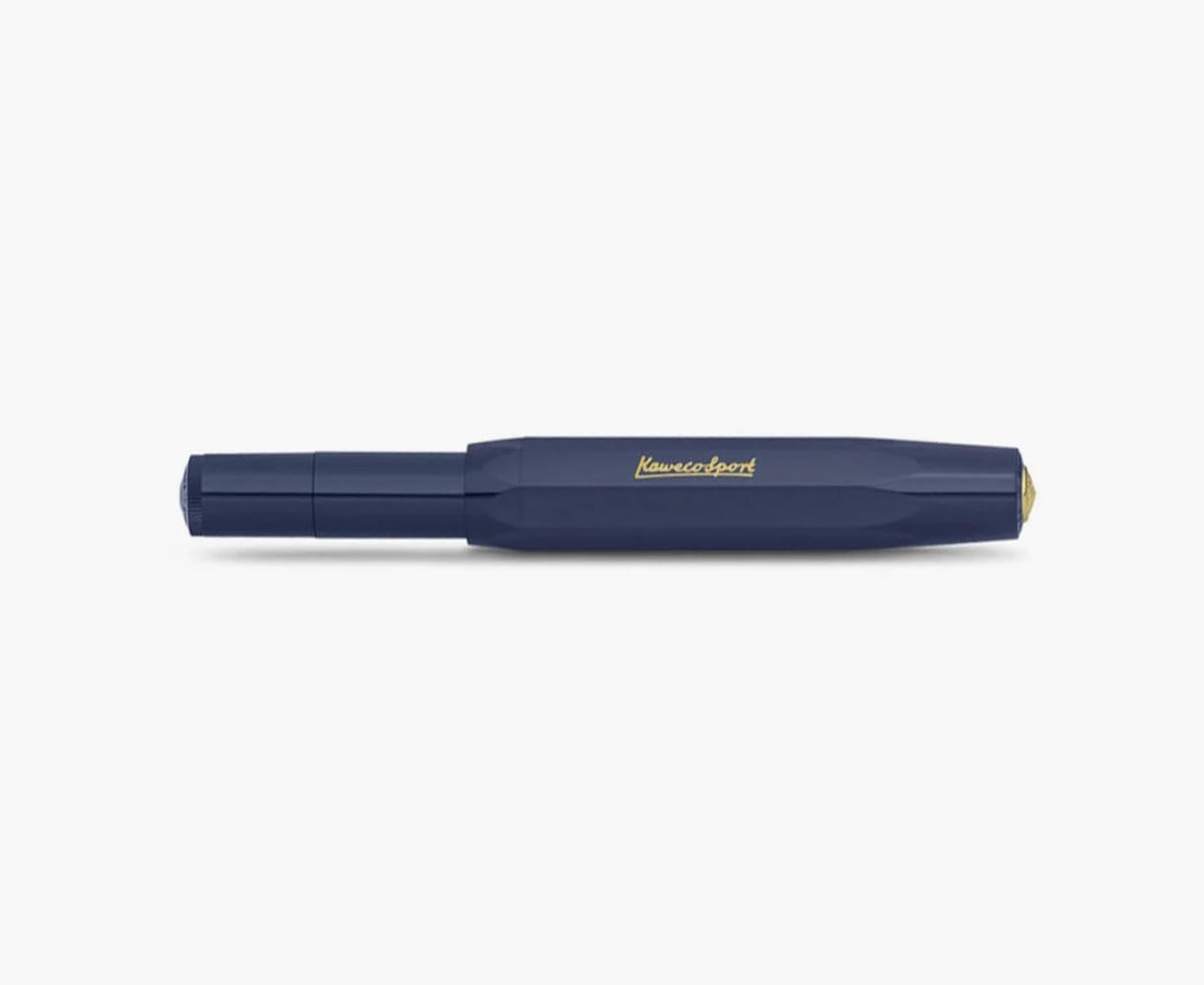 Kaweco Sport Classic Fountain Pen Navy Blue, Fine Nib Sport Octagonal Clip Gold