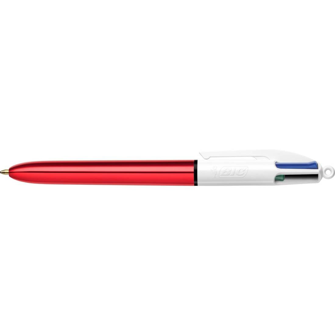 BIC 4 Colours Shine Retractable Ballpoint Pens, Medium Point (1.0 mm) - Assorted Metallic Barrels