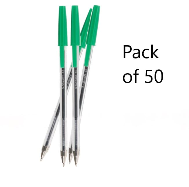 Q-Connect 3 Medium Ballpoint Pen, Green, Pack of 50