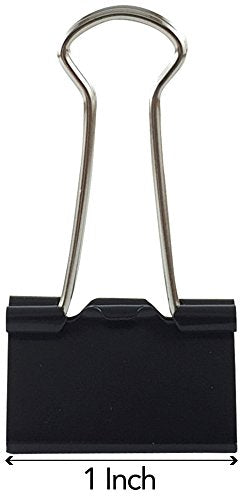 Clipco Binder Clips Small 1-Inch Black (144-Pack)