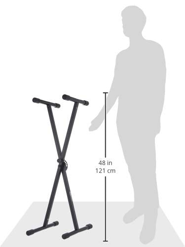 Amazon Basics Keyboard and Piano Stand, Adjustable Height, Portable Single-X-Shape, Stable Steel