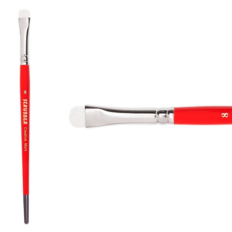 Creative Mark Scrubber Watercolor Brushes Size #8 - Professional Watercolor Brushes for Scrubbing
