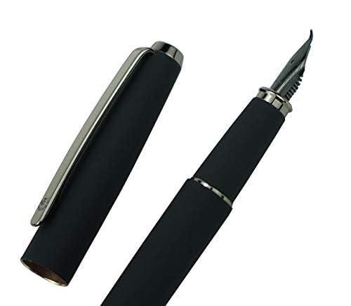 Hongdian 517D Matte Black Fountain Pen Bent Nib Fude Pen, Warrior Series, Classic Design with